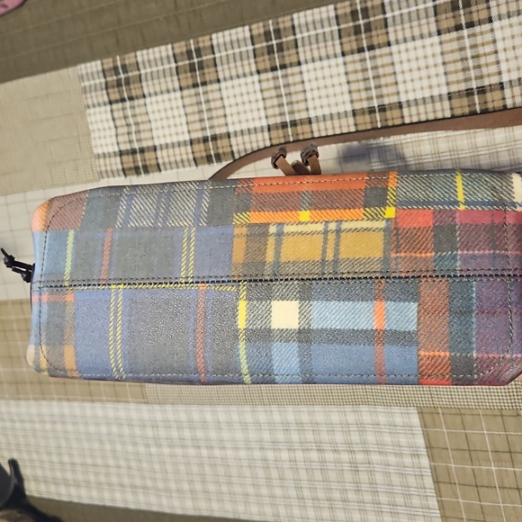 Dooney & Burke Madras Plaid Small Tassel Ladybug Tote Bag / Satchel EUC - Picture 14 of 16